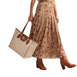 Ted Baker Edali Cream Leather Tote with Brown Leather Trim